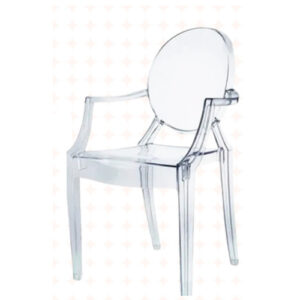 Chaise plexiglass avec accoudoir
